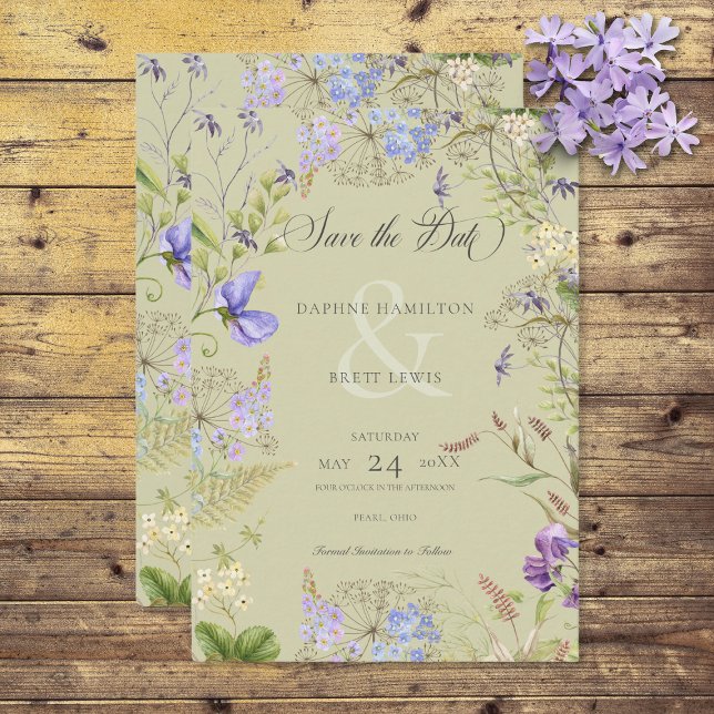 Save The Date Sage Fleur sauvage rustique Lavande & Sage (Créateur téléchargé)