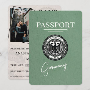 Save The Date Sage Green Allemagne Passeport Enregistrer La Date