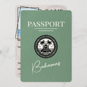 Save The Date Sage Green Bahamas Passport Enregistrer La Date