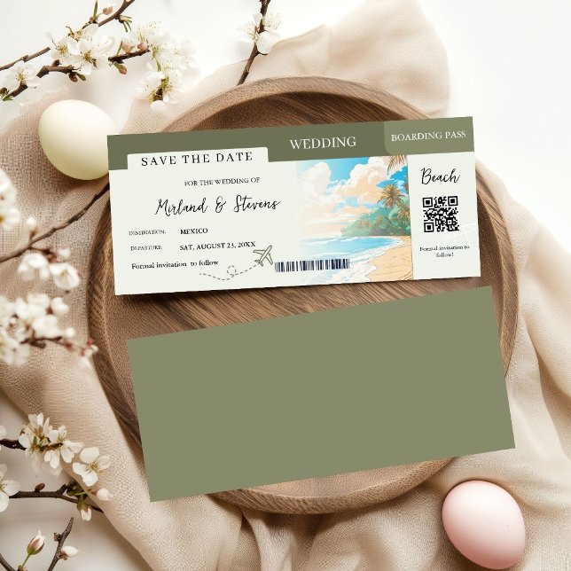 Save The Date Sage green Beach Bateau Passe mariage (Créateur téléchargé)