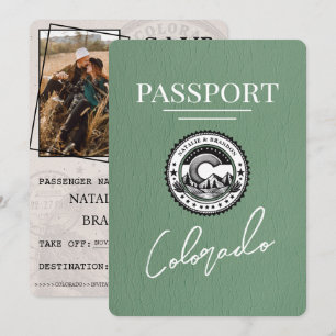 Save The Date Sage Green Colorado Passeport Enregistrer La Date
