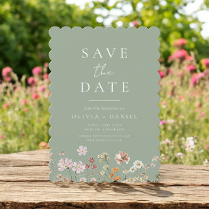 Save The Date Sage Green Fleurs sauvages Boho Enregistrer la dat