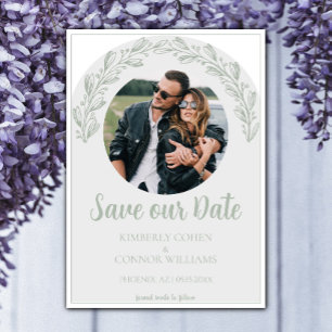 Save The Date Sage Green Garland Photo Enregistrer la date