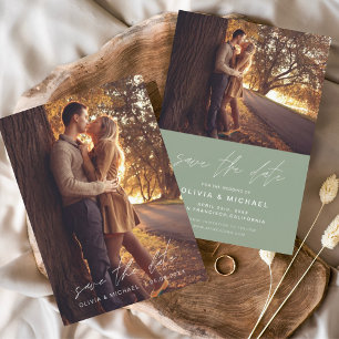Save the Date Sage Green Handwritten Wedding
