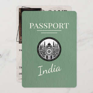 Save The Date Sage Green India Passeport Enregistrer La Date