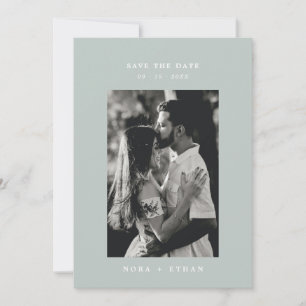 Save The Date Sage Green Line Art Leaf Monogramme Mariage