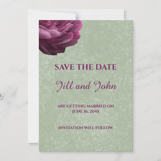 Save the Date Sage Green Magnetic Wedding Card (Front)