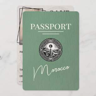 Save The Date Sage Green Maroc Passeport Enregistrer La Date