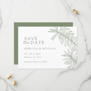 Save The Date Sage Green Minimaliste Botanique Enregistrer La Da