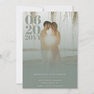 Save The Date Sage Green Minimaliste Gras Type Photo