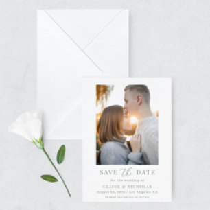 Save The Date Sage Green Moderne Élégant Mariage Photo