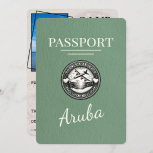 Save The Date Sage Green Passeport Aruba Enregistrer La Date