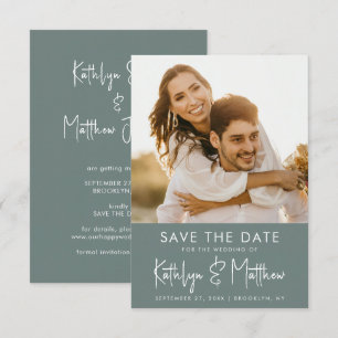 Save The Date Sage Green Photo moderne minimaliste Mariage