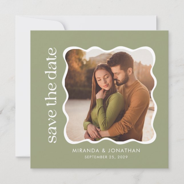 Save The Date Sage Green Photo Wedding (Devant)