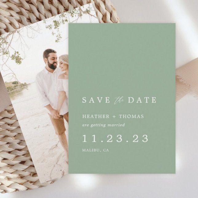 Save The Date Sage Green Printemps photo Enregistrer la date (Créateur téléchargé)