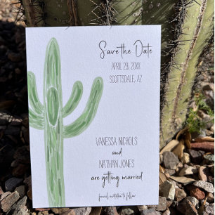 Save The Date Sage Green Saguaro Cactus Enregistrer La Date Invi