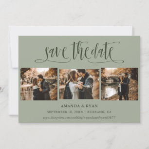 Save The Date Sage Green Script Mariage Photo Enregistrer la dat
