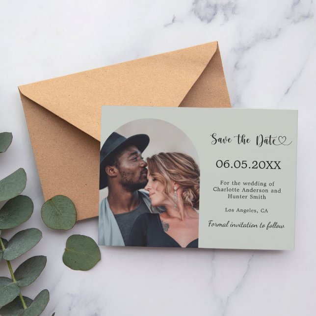 Save The Date Sage green simple modern photo wedding (Créateur téléchargé)