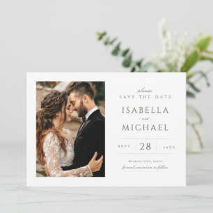 Save The Date Sage Green Simple Moderne Classique Luxe Photo