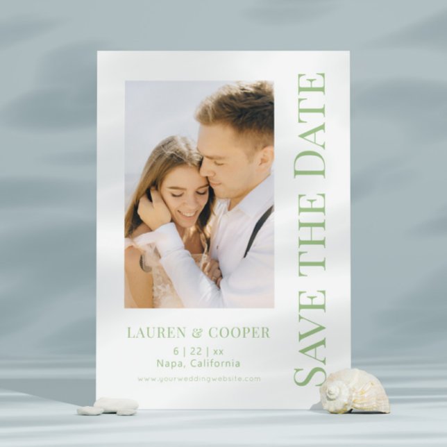 Save The Date Sage Green Stylish Modern Wedding (Creator Uploaded)
