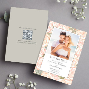 Save The Date Sage Green Wedding Save Date Floral Photo