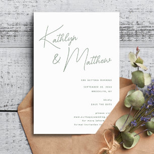 Save The Date Sage Green Whimsar Script minimaliste moderne