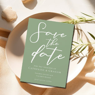 Save The Date Sage Green White Script Minimaliste Enregistrer la