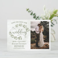 Sage & Olive Green Feuilles & Photo Rustique Maria