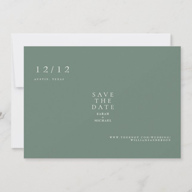 Save The Date Sage Texte simple Mariage seulement Enregistrer la (Devant)