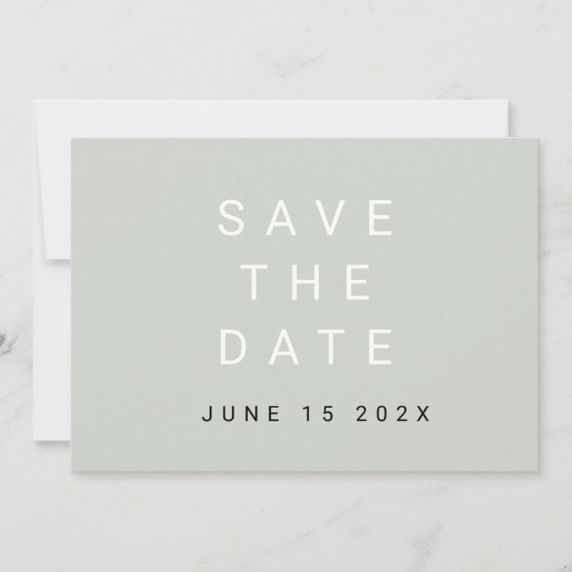 Save The Date Sage Typographique Minimal Enregistrer La Date (Devant)