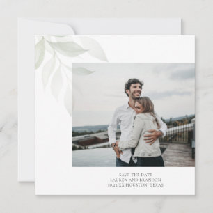 Save The Date Sage vert minimaliste Vert verdure Photo Mariage