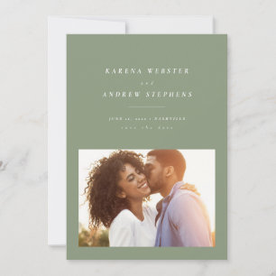 Save The Date Sage vert simple photo moderne enregistrer la date