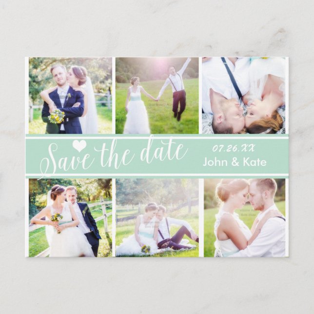 SAVE THE DATE Sage Wedding 6 PHOTO Postcard (Front)
