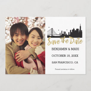 Save The Date San Francisco Skyline Gold Script Enregistrer la d