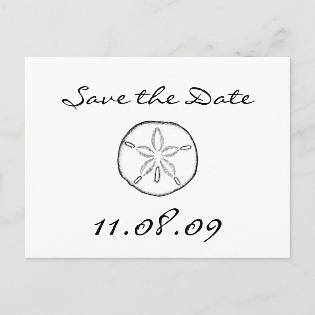 Save the Date sand dollar Announcement Postcard (Front)
