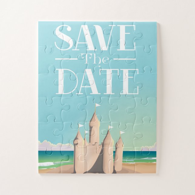 Save the Date Sandcastle Jigsaw Puzzle (Vertical)