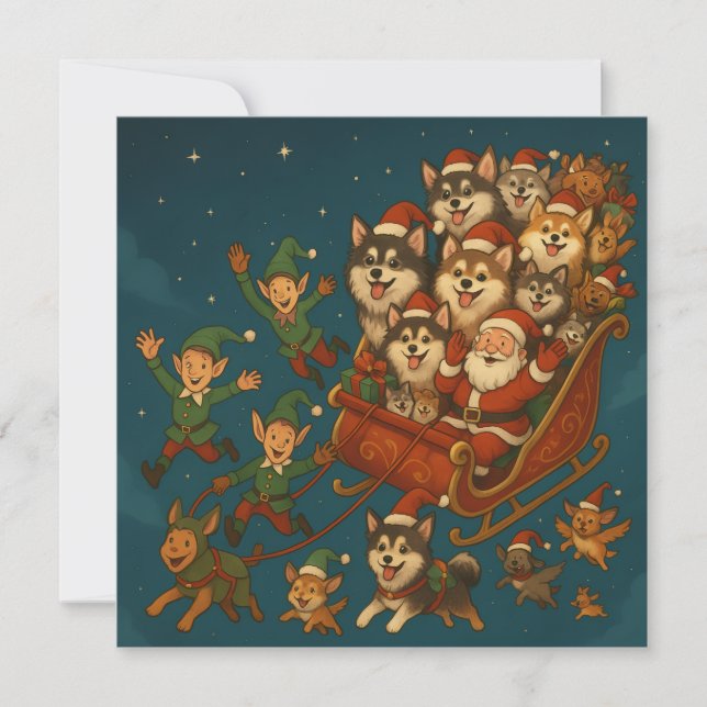 Save The Date Santa with joyous pups and elves! (Devant)