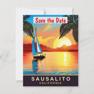Save The Date Sausalito, Californie, Travel Postcard,