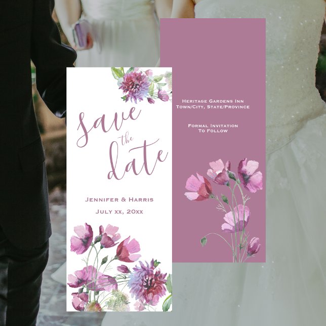 Save The Date Sauvegarder la date aquarelle floral pourpre (Save The Date Watercolor Purple Floral)