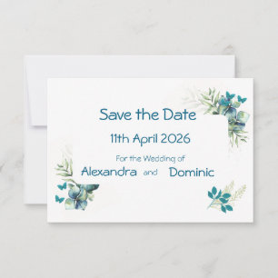 Save The Date Sauvegarder la date avec un motif floral et papill