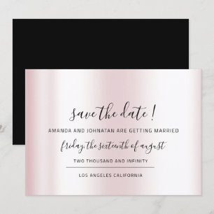 Save The Date Sauvegarder la date Black Minimalism Pink Pastel