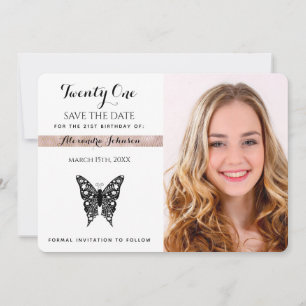 Save The Date Sauvegarder la date d'anniversaire Photo papillon 
