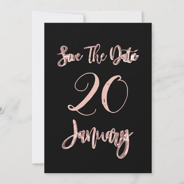 Save The Date Sauvegarder la date de la fête de janvier Rose noi (Devant)