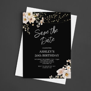 Save The Date Sauvegarder la date Élégant Floral 50e Anniversair