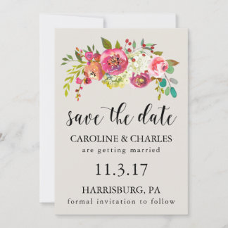 Save The Date Sauvegarder la date Fleur aquarelle rose Bohème ru