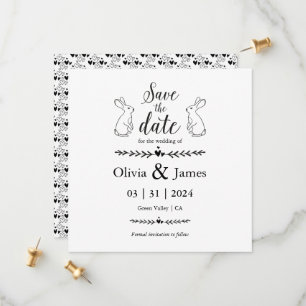 Save The Date Sauvegarder la Date Mariage de Pâques Noir et Blan