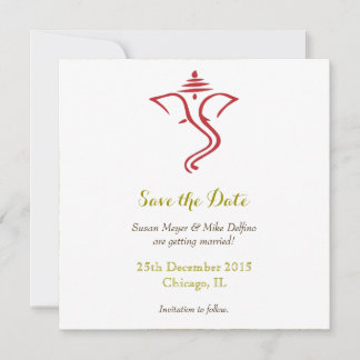 Save The Date Sauvegarder la date mariage rouge or ganpati ganes
