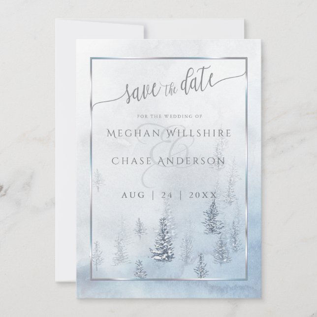 Save The Date Sauvegarder la date | Merveilleux monde d'hiver bl (Devant)
