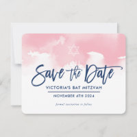 Sauvegarder la date Mitsva moderne aquarelle rose