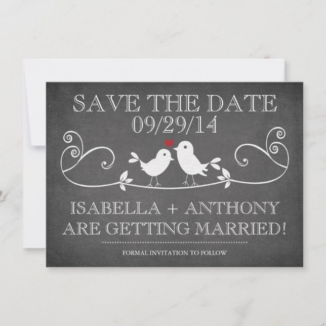 Save The Date SAUVEGARDER LA DATE Oiseaux de l'amour sur tableau (Devant)